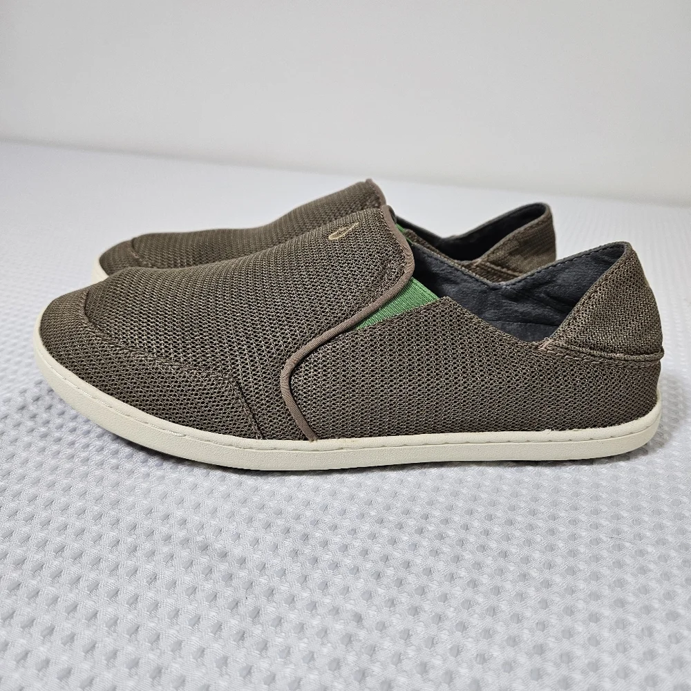 OluKai Mens Nohea Mesh Shoes Slip-On Summer Coastal Breathable Comfort Brown 9.5